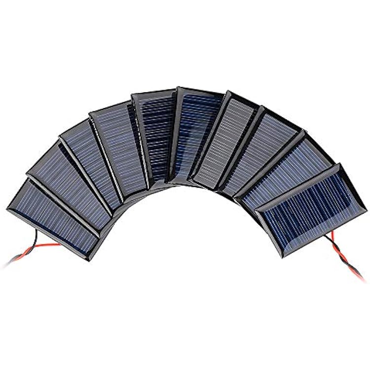 10Pcs 5V 30mA Mini Solar Panels for Mini Solar Cells DIY Electric Toy Materials Photovoltaic Cells Solar DIY System Kits 2.08x1.185V 30mA 53mmx30mm