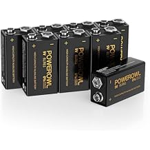 POWEROWL High Capacity 9V Batteries, Alkaline 9 Volt Battery for Smoke Detector Fire Alarm and More Devices - 4 Pack