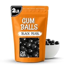 Gumballs for Candy Buffet and Party Favors - 2 LB Flavored 1 Inch Wedding Gumballs - Oh! Nuts (Black Pearl Gumballs)