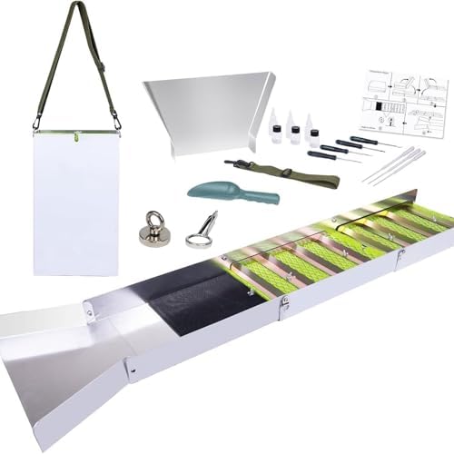 Folding Aluminum Alloy Sluice Box Kit for Gold Prospecting, Dredging, and River Mining Activities