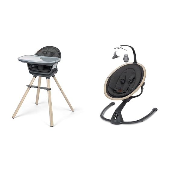 Maxi-Cosi Moa 8-in-1 Highchair & Cassia Swing, Classic Graphite