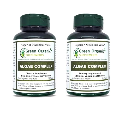 Algae, Fucoidan, Blue Green Algae, Kelp, Bladderwrack, Chlorella, Spirulina, Irish Moss, Dulse, 90 VCaps, High Absorbable, Non-GMO, Gluten-Free Pack of 2