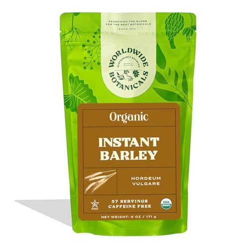 Worldwide Botanicals Organic Barley, Instant 57 Servings Italys Orzo, their Favorite Coffee Alternative Caffeine Free, Acid Free, Kosher, 6 Ounces