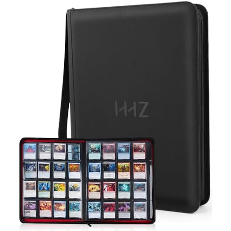 16-Pocket Card Binder - Card Binder Holds 832 Cards with Durable PU Leather & Side Loading for Baseball, Sport, MTG, TCG, PKM, Game Cards, Regular Cards Binder Double Sided Pocket Collector Album