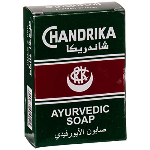 Chandrika Ayurvedic Soap | Organic Bar with Vegetable Oil | 100% Natural Bar for Men and Women | Vegan for All Skin Types | Handmade | Herbal Body Bars - 2.64 Oz | 1-Pack