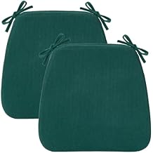 2'' Thick High-Density Foam Indoor Chair Cushions | Dining Chair Pads with Ties, Removable Washable Cover, Kitchen Chair Cushions 17"x16",Hunter Green 2 Pack