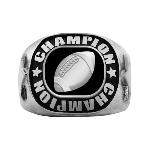 Crown Awards Football Silver Rings, Silver Championship Football Ring, Available in Many Sizes