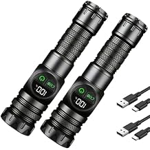 Rechargeable Flashlights High Lumens 10000 Long Distance, Super Bright LED Flash Light Long Lasting USB C LCD Display, Double Light Source Flashlight for Camping Hiking Emergency (2)