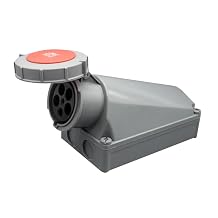 IEC 60309 Waterproof Industrial Connector Socket, 5Pin 125A 380V-415V 3P+E+N 6H IP67 Waterproof Female Connector Power Connecting Industrial Surface Mounted Socket for Aviation and Industry
