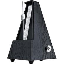 Sondery Classic Mechanical Metronome with Bell for Piano Guitar Drum Violin Saxophone All Instruments, Tempo Range 40-208bpm, Beats 02346, Black Wood Grain ABS Case with Comfortable Click Sound