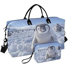 Travel Duffel Bag Large Weekender Overnight Bags for Women Men, Emperor Penguin Gym Bag with Toiletry Bag