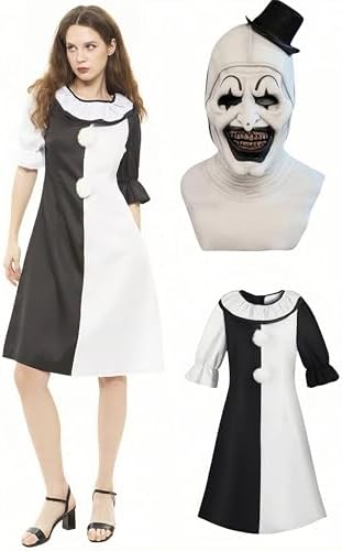 Art The Clown Costume with Terrifier Mask, Terrifier Killer Clown Costume Adult, Halloween Cosplay Scream Outfit