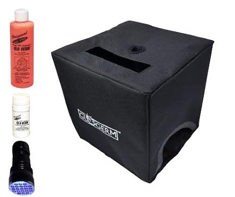 Glo Box Kit with Glo Germ Oil, Powder, 21 LED UV Flashlight & Folding Box