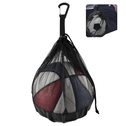 Single Mesh Ball Bag, Volleyball Bag with Zipper Pocket, Basketball Bag with Quick Release Buckle, Drawstring Sling Back Bag for Carrying Basketball Volleyball Soccer