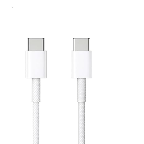 (2-Pack) 6.5 ft USB-C to USB-C Cable Sili 60W PD Fast Charging, 3A, 480Mbps Data Transfer Braided Nylon Compatible with USB-C Phones, Tablets, Laptops White -