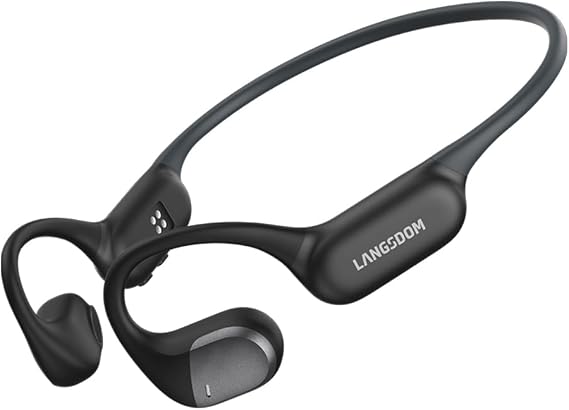 Langsdom Running Headphones AirWave Pro, Open Ear Lightweight Skin-Friendly Comfort, Superior Sound, IP67 Waterproof, Built-in 32GB MP3 Mode, 17.5Hrs Battery Life (Black)