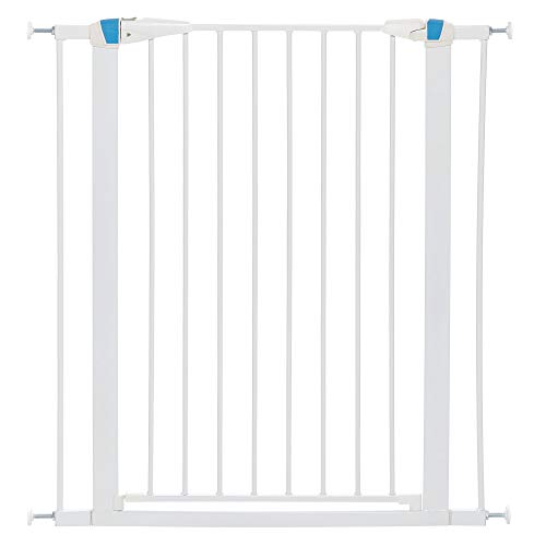 MidWest Homes for Pets Walk-Thru Steel Pet Gate w Safety Glow Frame; 29 & 39 Tall Pet Gates in Soft White & Textured Graphite
