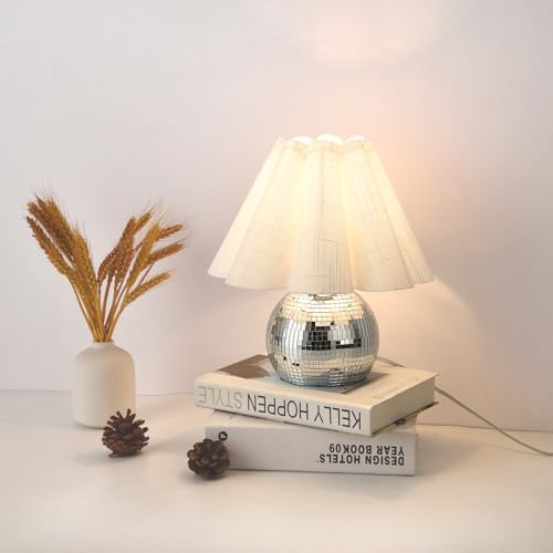 Light Blue Small Bedside Mini Table Lamp for Bedroom, Cute Bedroom Lamps for Nightstand, Cute Mini Table Lamps for Small Spaces with Scalloped Shade for Kitchen Counter, Bookshelf, Kids Dorm, Office