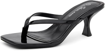 Shoe Land Kitten Heels for Women | Flip Flop Low Heels Thong Sandals | 2.75 Inch Stiletto Heeled Slides | Square Open Toe Slip-On Dressy Sandals for Summer | 2025 Trendy