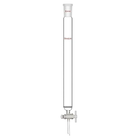stonylab Glass Chromatography Column, Borosilicate Glass 24/40 Joint with Fritted Disc and PTFE Stopcock, 300mm Length, 30mm Column O.D.