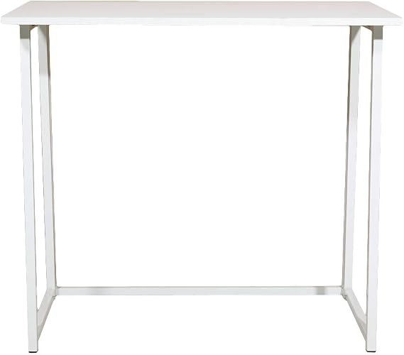 Small Folding Desk, Simple Assembly Computer Desk Home Office Desk Study Writing Table for Small Space Offices - All White