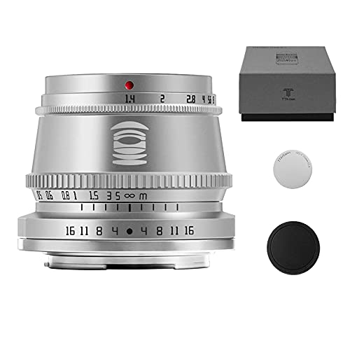 TTArtisan 35mm F1.4 APS-C Manual Focus Lens Compatible with Fuji Fujifilm X-Mount, X-A1, X-A10, X-A2, X-A2, X-A3, X-A5, X-A7, X-M1, X-M2, X-H1, X-T1, X-T10 X Color Silver