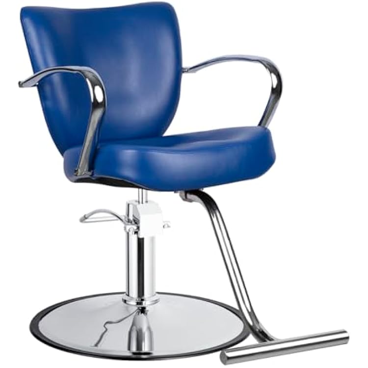 Minerva Beauty Vantage Extra Wide Salon Styling Chair in Nautical Blue, Round Chrome 360 Swivel Hydraulic Small Footprint