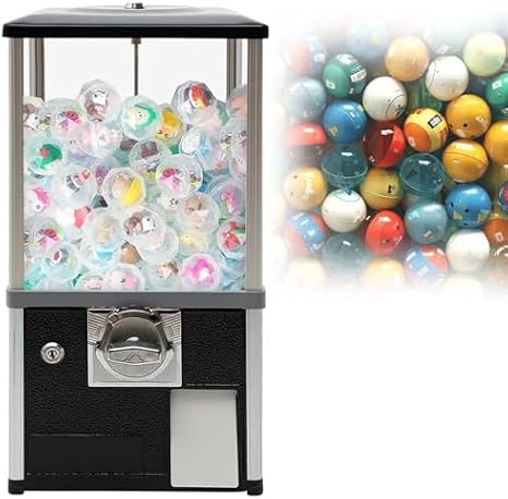 Gashapon Capsule Toy Machine - Coin-Operated Candy Dispenser, 360 Rotating Vending Machine for Arcades, Malls, Amusement Parks - Large Commercial Black Toy Machine