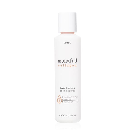 ETUDE Moistfull Collagen Facial Emulsion, Face Moisturizer, Super Collagen Water, Lupinus Albus Protein, Soft Milk Type Texture, Human Skin Patch Test Completed, Korean Skin Care, Beauty (6.08 Fl Oz)