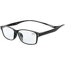 WENDA Magnetic Neck Reading Glasses, Clear Reading Glasses Lenses/Blue Light Cut Lens Reading Glasses Black, 2.0