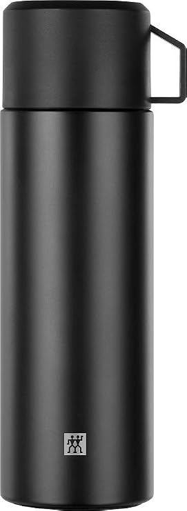 Zwilling Thermos, Integrated Cup, Thermos Jug, Double Wall Insulation, 1 Liter, Black