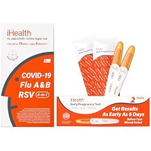 iHealth At-Home Test Bundle, Pregnancy Test 2-Pack (10mIU/mL Early Detection) + COVID-19 Antigen Rapid Self-Test (2 Tests), FDA Authorized OTC, 15-Minute Results, Non-Invasive Nasal Swab