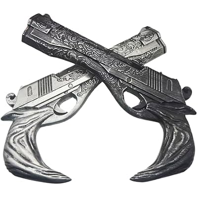 Ebony & Ivory Dual Foam Hand Cannons Ornate Black & Silver Cosplay Prop Set 11.5 Adult Costume & Display Collection
