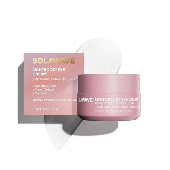 Solawave LightBoost Eye Cream | Reduces Appearance of Dark Circles, Puffiness, Under Eye Bags | Anti Aging, Wrinkle Smoothing, Brightening, Hydrating, Collagen Support | Enhances Red Light Therapy