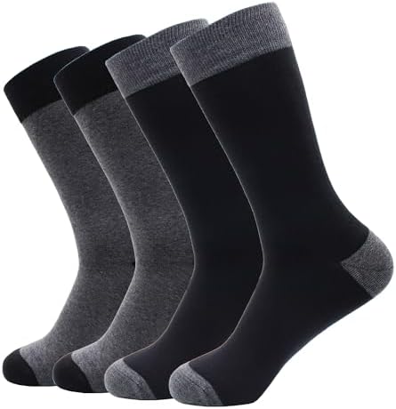 GLCMXMART Mens Grey Dress Socks Size 10-13, Cotton Crew Calf Sock