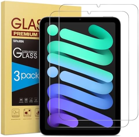 SPARIN 2 Pack Screen Protector for iPad Mini 76 7th6th Generation 8.3 Inch, Tempered Glass for iPad Mini A17 Pro 7th Gen 2024 6th Gen 2021, Case Friendly, Apple Pencil Compatible