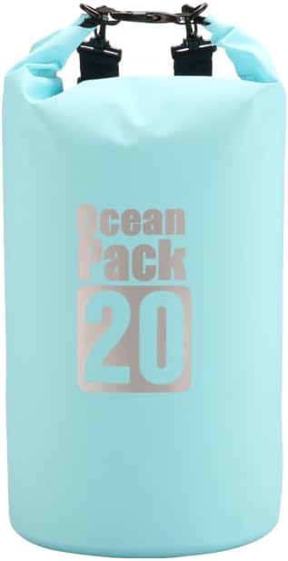 Dry Sack/Waterproof Bag for Boating, Kayaking, Hiking, Snowboarding, Camping, Rafting, Fishing and Backpacking (Light Blue, 20L), BO-BAGS-001