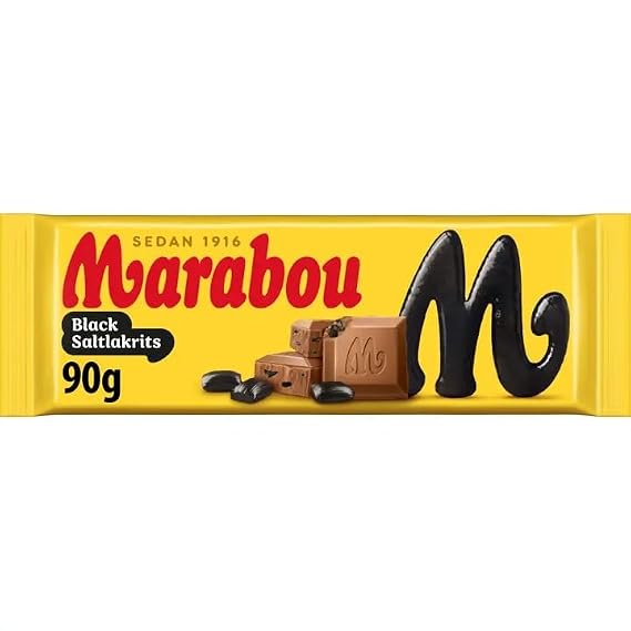 Marabou Black Saltlakrits Milk Chocolate with Crispy Salty Licorice Pieces 90 g