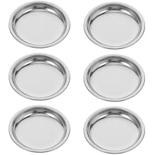 6pcs Stainless Steel Tea Bag Holders 2.4" Small Drip Tray Spoon Rests Coasters for Loose Tea Infuser Strainers Round Flat Base Saucer Plates for Coffee Spoon, Dipping Sauce (Silver)