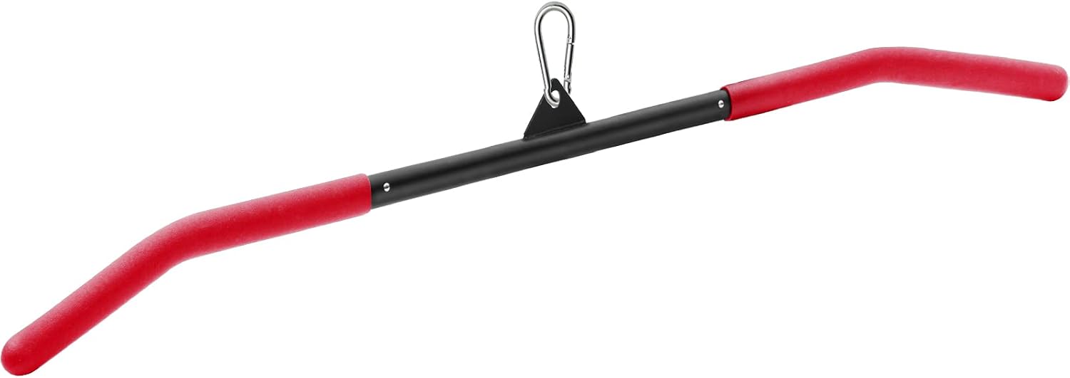 SERTT 39.37 LAT Pull Down Bar Attachment for Pulley Cable Machines Curled Triceps Press Down Bar with Rubber Handle for Lat Pull Down Attachment Gym Strength Training Muscle Building