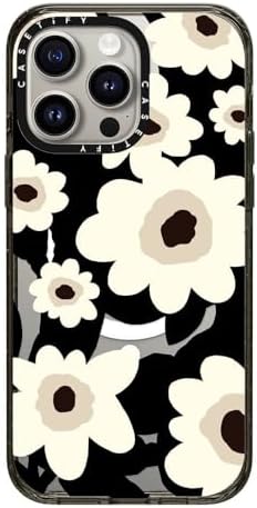 CASETiFY Impact iPhone 15 Pro Max Case [4X Military Grade Drop Tested  8.2ft Drop ProtectionCompatible with Magsafe] - Flower Prints - Flowers - Clear Black