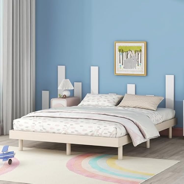 Modern Platform Bed Frame: Floating Design Wood Frame for Small Apartments - Minimalist Style Easy Assembly Bedroom Furniture for Urban Living
