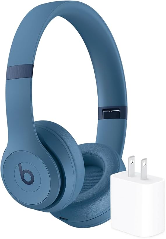 Beats Solo4 - Slate Blue + Apple C19 USB-C Power Adapter - iPhone Charger with Fast Charging Capability, Type C Wall Charger