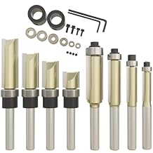 CATITO 8-Piece Router Bits Set, 4 Flush Trim Router Bits, 4 Pattern Flush Trim Router Bits, 6 Bearings, 2 Wrenches, Router Drill Bit Set Ideal for Cutting on Wooden Materials