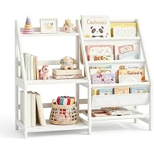 BAMBANG Kids Bookshelf with Storage, 3 Tier Toddler Book Shelf, Small Kids Bookcase, Montessori Bookshelf Baby Bookcase for Nursery, Bedroom, Playroom, White