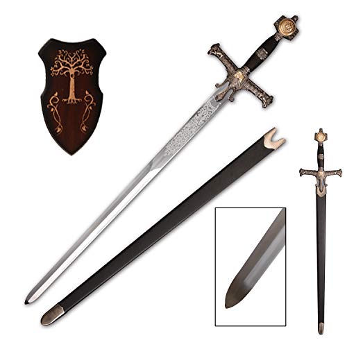 Sword fort 48.8 KingSolomon Sword Real Metal,All-Metal Material,Classic Medieval Knight Arming Sword Biblical Swords-RedBrown
