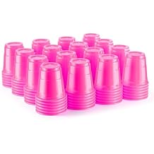 100ct 2oz Mini Pink Shot Glasses, Disposable Small Plastic Cups for Parties, Weddings, Events Bulk Pack
