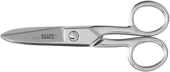 Klein Tools 2100-5 Electrician Scissors, Made in USA, 5.25-Inch Compact Scissors for Heavy-Duty Cutting and Low Voltage Work, Multi-Purpose