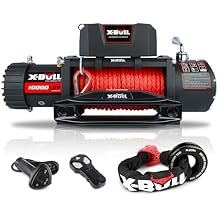 X-BULL Winch 10000 lb. Load Capacity Electric Winch Kit 12V Synthetic Rope with Soft Shackles