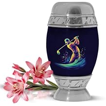 YATSKIA Colorful Golf Mini Cremation Urns for Human Ashes Adult Brother and Sister, Small Funeral Urn for Adult Ashes, (Monar Pack of 1, 3 Inch)